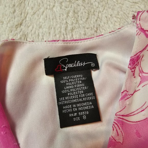 Speechless Pink Floral Sharkbite Hem Short Sleeve Spring Dress 8 - Picture 2 of 3